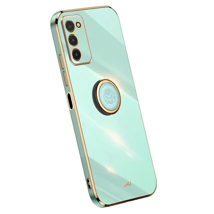 XINLI Para Samsung Galaxy A03s (164.2 x 75.9 x 9.1mm) Funda Antiarañazos para Teléfono con Anillo Soporte Electrochapado TPU Funda de Teléfono Ligera - Cian