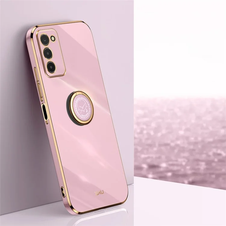 XINLI per Samsung Galaxy A03s (164,2 x 75,9 x 9,1 mm) Custodia per telefono antigraffio con anello di supporto, rivestimento galvanico in TPU leggero - Viola