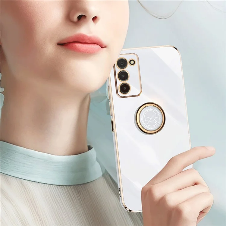XINLI per Samsung Galaxy A03s (164,2 x 75,9 x 9,1 mm) Custodia per telefono antigraffio con anello di supporto, rivestimento galvanico in TPU leggero - Viola