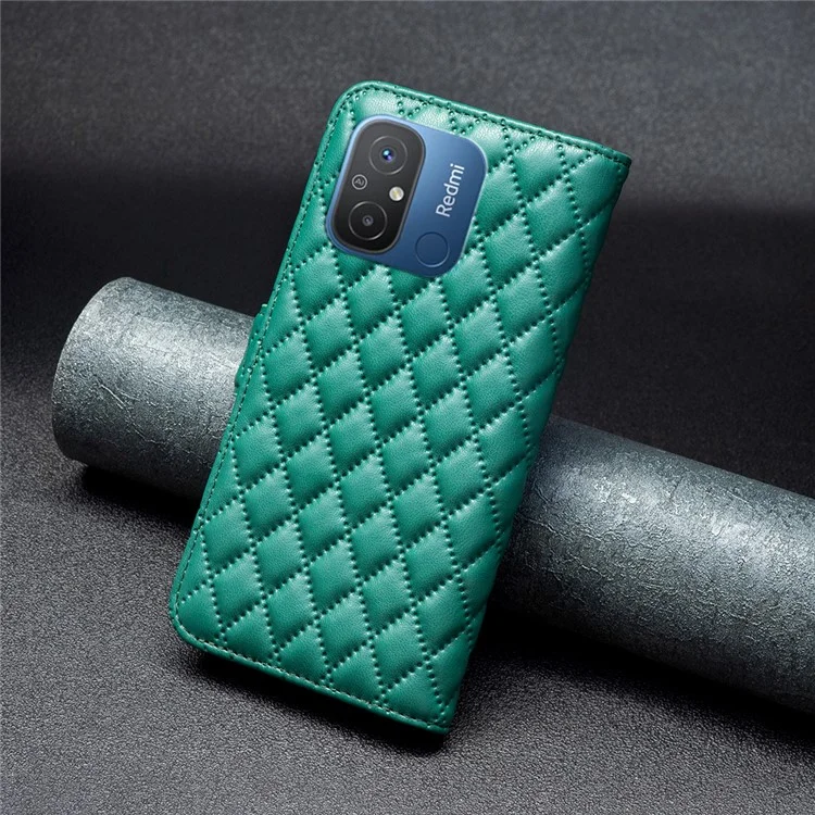 BINFEN COLOR BF Style-14 para Xiaomi Redmi 12C 4G Funda de Cartera de Piel de PU con Estampado - Verde