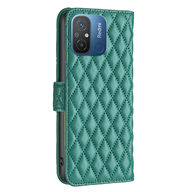 BINFEN COLOR BF Style-14 para Xiaomi Redmi 12C 4G Funda de Cartera de Piel de PU con Estampado - Verde