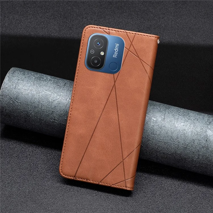 Phone Case for Xiaomi Redmi 12C 4G Flip Leather Case with Card Slots Cell Phone Stand Cover - Brown