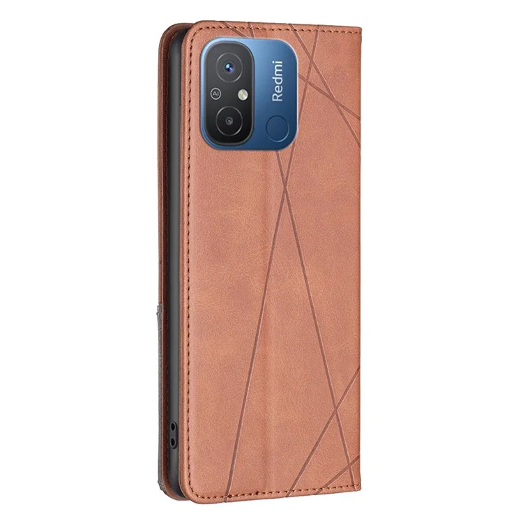 Phone Case for Xiaomi Redmi 12C 4G Flip Leather Case with Card Slots Cell Phone Stand Cover - Brown