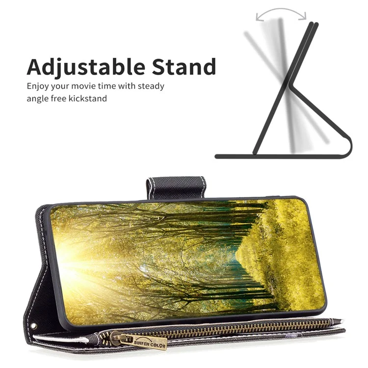 BF03 Custodia per Portafoglio con Zip per Xiaomi Redmi 12C 4G, Cover Flip in Pelle PU con Stampa a Motivi - Orso