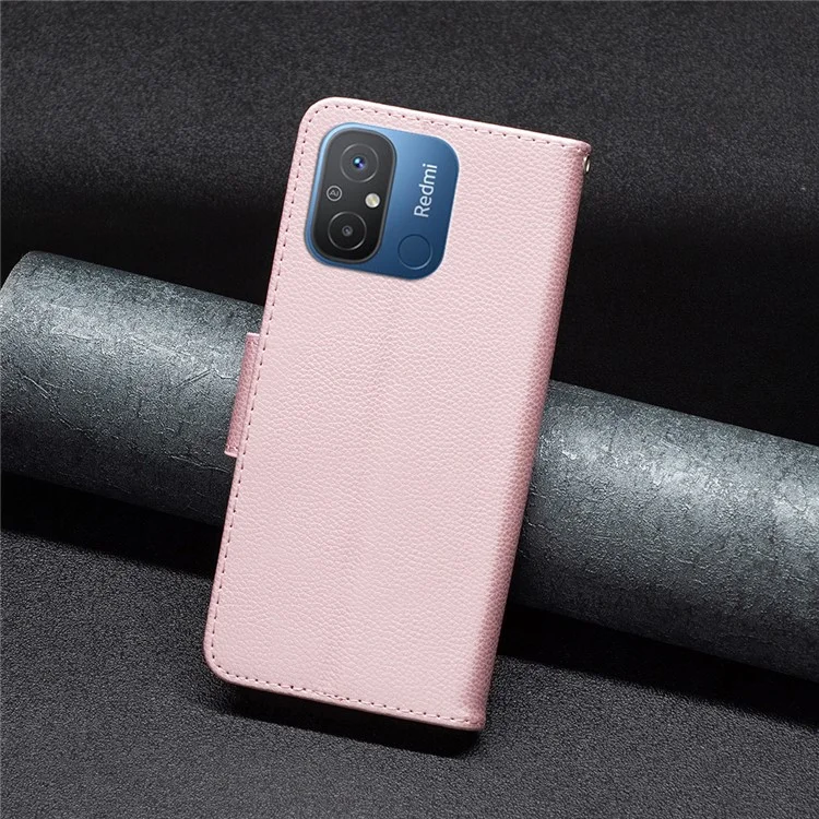 Wallet Case für Xiaomi Redmi 12C 4G PU-Leder-Handyhülle Einfarbige Ständer-Handyhülle - Roségold