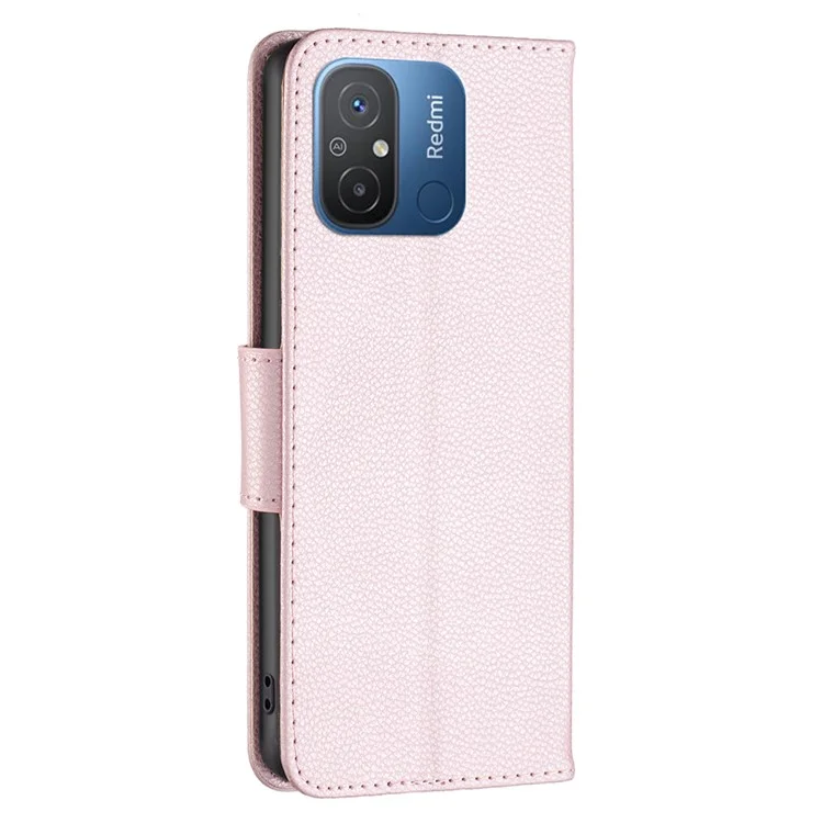 Wallet Case für Xiaomi Redmi 12C 4G PU-Leder-Handyhülle Einfarbige Ständer-Handyhülle - Roségold