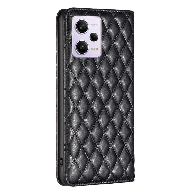 BINFEN COLOR BF Style-16 PU Leather Cover for Xiaomi Redmi Note 12 Pro 5G / Note 12 Pro Speed 5G / Poco X5 Pro 5G Stand Phone Case Card Holder Magnetic Closure Phone Cover - Black