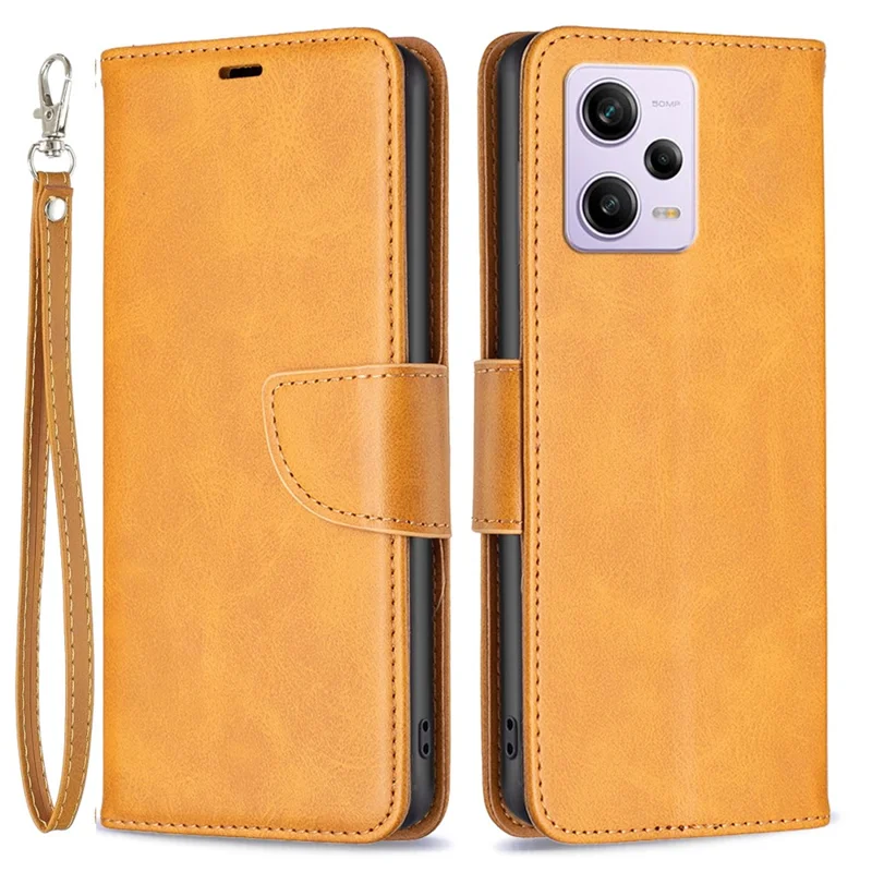 Чехол для телефона BF Leather Series-4 для Xiaomi Redmi Note 12 Pro 5G / Note 12 Pro Speed 5G / Poco X5 Pro 5G, противоударный, с бумажником и подставкой, флип-чехол из искусственной кожи со ремешком - желтый