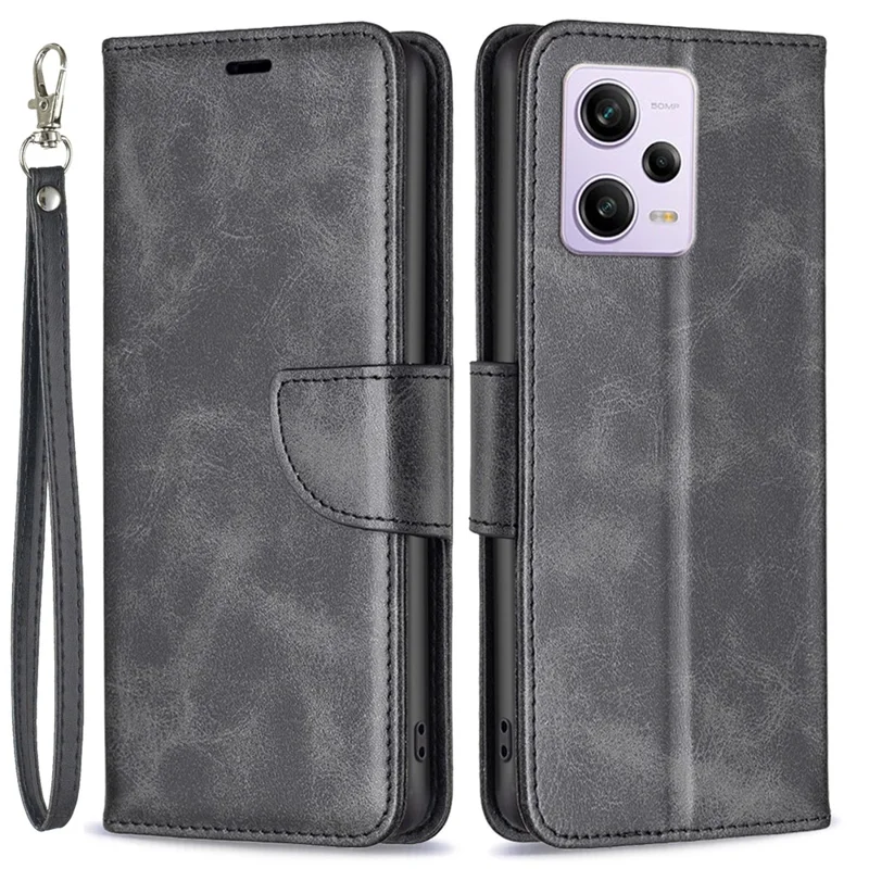 For Xiaomi Redmi Note 12 Pro 5G / Note 12 Pro Speed 5G / Poco X5 Pro 5G Case Smooth Leather Wallet Stand Mobile Phone Cover with Strap - Black