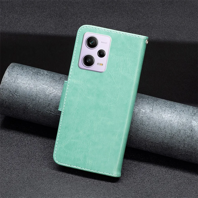 Shockproof Case for Xiaomi Redmi Note 12 Pro 5G / Note 12 Pro Speed 5G / Poco X5 Pro 5G PU Leather Cover Butterfly Imprinted with Strap - Green