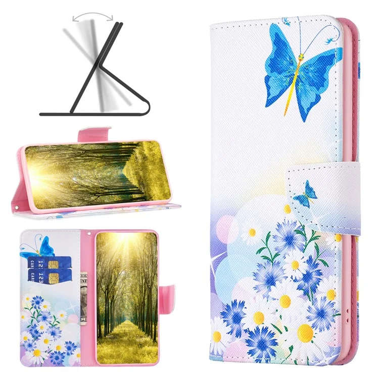Pattern Printing PU Leather Flip Phone Case for Xiaomi Redmi Note 12 Pro 5G / Note 12 Pro Speed 5G / Poco X5 Pro 5G , Wallet Stand Anti-Drop Protective Cover - Butterfly and Flowers