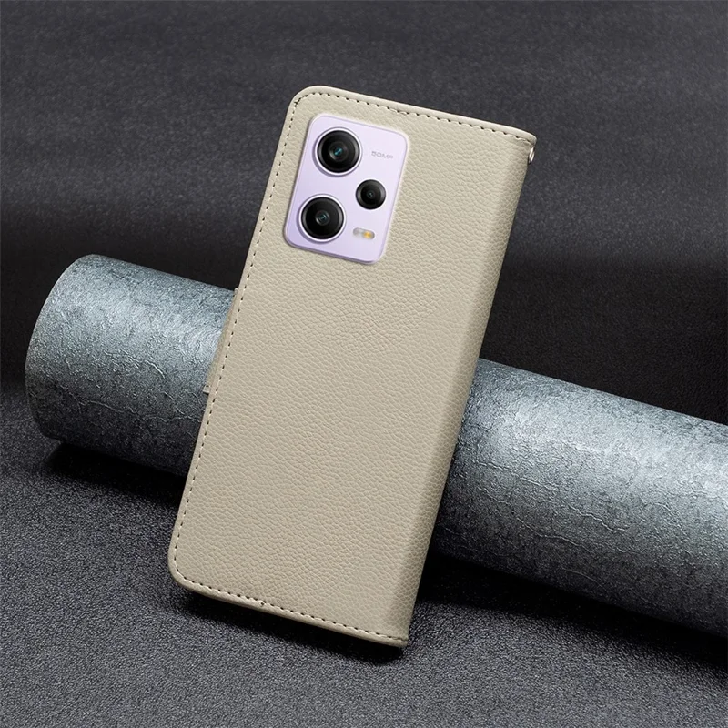 Wallet Phone Case for Xiaomi Redmi Note 12 Pro 5G / Note 12 Pro Speed 5G / Poco X5 Pro 5G Wallet Case with Wrist Strap Litchi Texture Leather Phone Stand Cover - Grey