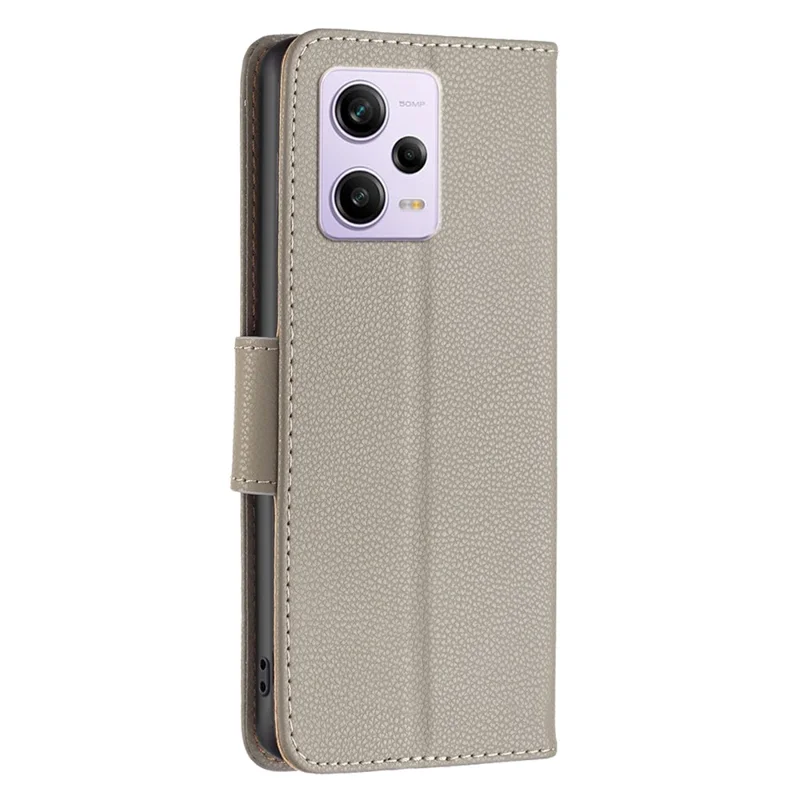Wallet Phone Case for Xiaomi Redmi Note 12 Pro 5G / Note 12 Pro Speed 5G / Poco X5 Pro 5G Wallet Case with Wrist Strap Litchi Texture Leather Phone Stand Cover - Grey