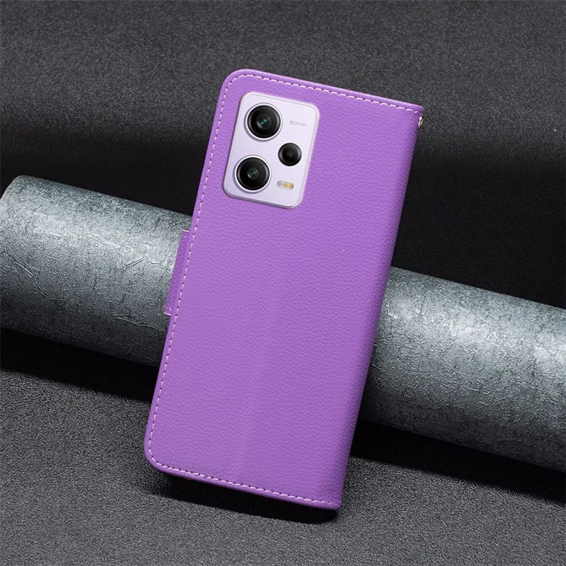 Carteira Capa de Telefone para Xiaomi Redmi Note 12 Pro 5G / Note 12 Pro Speed 5G / Poco X5 Pro 5G Capa de Couro PU Cor Sólida Capa de Telefone Celular - Roxo