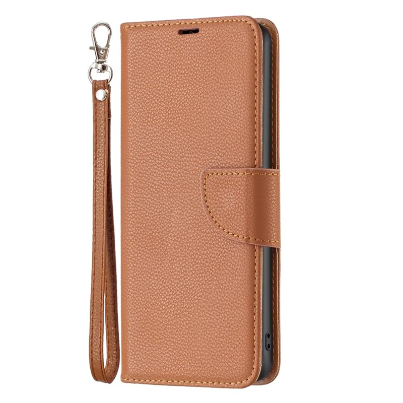 Wallet Phone Case for Xiaomi Redmi Note 12 Pro 5G / Note 12 Pro Speed 5G / Poco X5 Pro 5G Wallet Case with Wrist Strap Litchi Texture Leather Phone Stand Cover - Brown