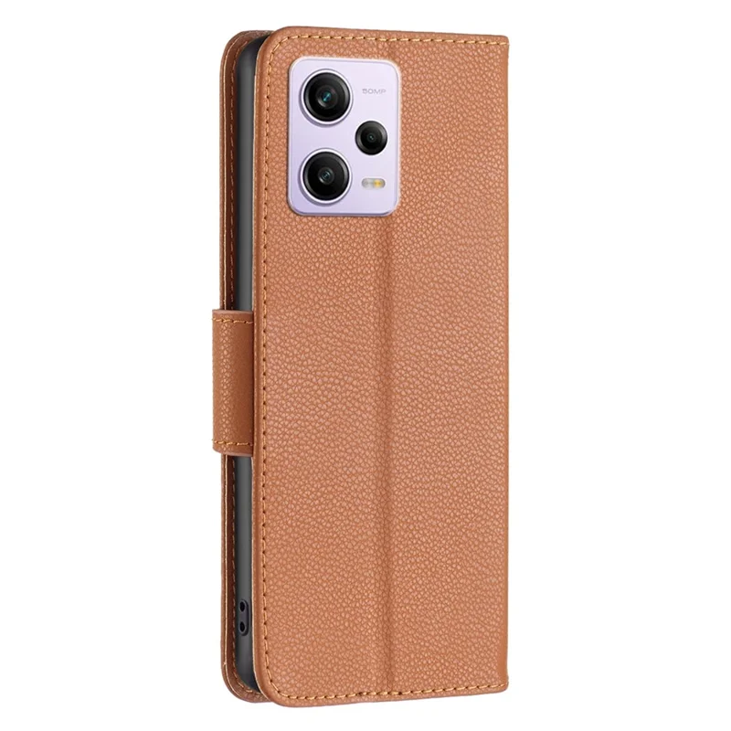 Wallet Phone Case for Xiaomi Redmi Note 12 Pro 5G / Note 12 Pro Speed 5G / Poco X5 Pro 5G Wallet Case with Wrist Strap Litchi Texture Leather Phone Stand Cover - Brown