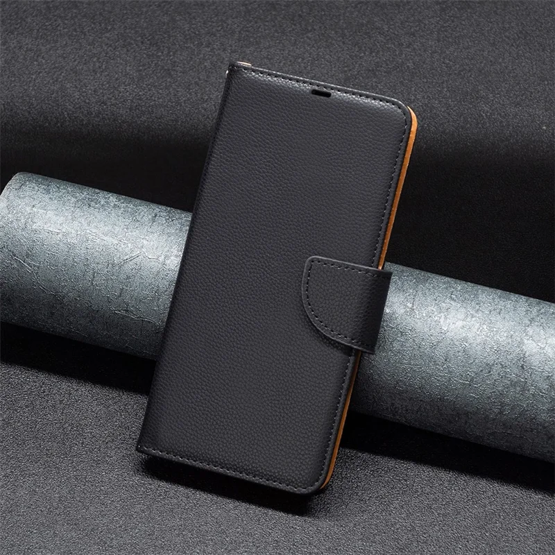 Wallet Phone Case for Xiaomi Redmi Note 12 Pro 5G / Note 12 Pro Speed 5G / Poco X5 Pro 5G Wallet Case with Wrist Strap Litchi Texture Leather Phone Stand Cover - Black