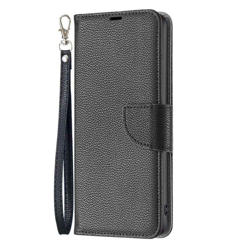 Wallet Phone Case for Xiaomi Redmi Note 12 Pro 5G / Note 12 Pro Speed 5G / Poco X5 Pro 5G Wallet Case with Wrist Strap Litchi Texture Leather Phone Stand Cover - Black