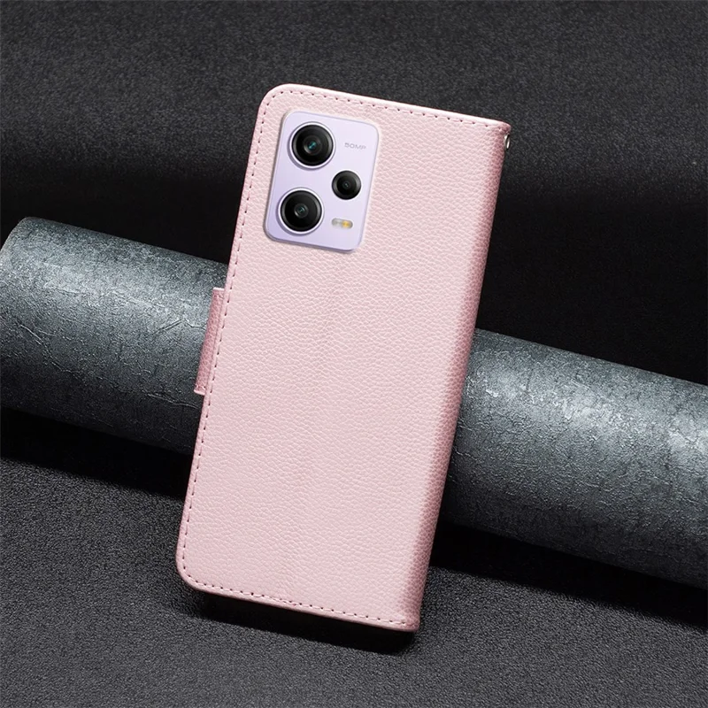 Wallet Phone Case for Xiaomi Redmi Note 12 Pro 5G / Note 12 Pro Speed 5G / Poco X5 Pro 5G Wallet Case with Wrist Strap Litchi Texture Leather Phone Stand Cover - Rose Gold