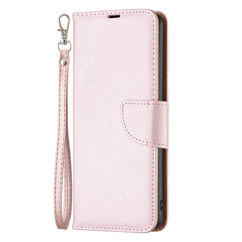 Wallet Phone Case for Xiaomi Redmi Note 12 Pro 5G / Note 12 Pro Speed 5G / Poco X5 Pro 5G Wallet Case with Wrist Strap Litchi Texture Leather Phone Stand Cover - Rose Gold