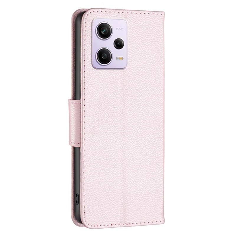 Wallet Phone Case for Xiaomi Redmi Note 12 Pro 5G / Note 12 Pro Speed 5G / Poco X5 Pro 5G Wallet Case with Wrist Strap Litchi Texture Leather Phone Stand Cover - Rose Gold