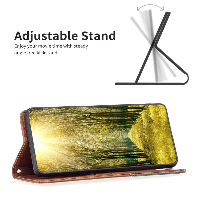 Écouteur de Téléphone en Cuir du Support de Carte Pour Xiaomi Redmi Note 12 Pro 5g / Remarque 12 Pro Speed ​​5g / Poco X5 Pro 5g, Couverture de Téléphone Protecteur du Stand - Brun