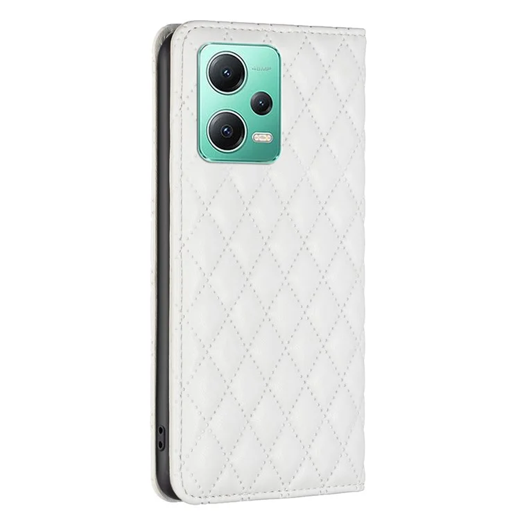 Étui de téléphone BINFEN COLOR BF Style-16 pour Xiaomi Redmi Note 12 5G (Global) / (Inde) / (Chine) / Poco X5 5G en cuir PU avec support, porte-cartes et fermeture magnétique - Blanc