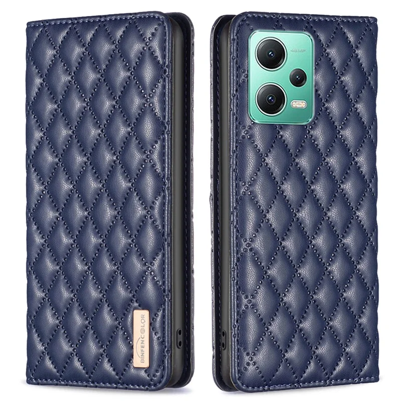 BINFEN COLOR BF Style-16 Phone Case for Xiaomi Redmi Note 12 5G (Global) / (India) / (China) / Poco X5 5G PU Leather Stand Cover Card Holder Magnetic Closure Phone Case - Blue