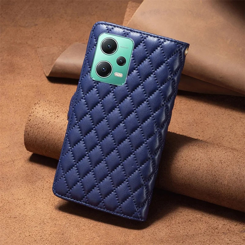 BINFEN COLOR BF Style-15 Custodia in Pelle con Chiusura a Libro per Xiaomi Redmi Note 12 5G (Globale) / (India) / (Cina) / Poco X5 5G, Custodia Portafoglio con Tasca con Cerniera e Tracolla - Blu