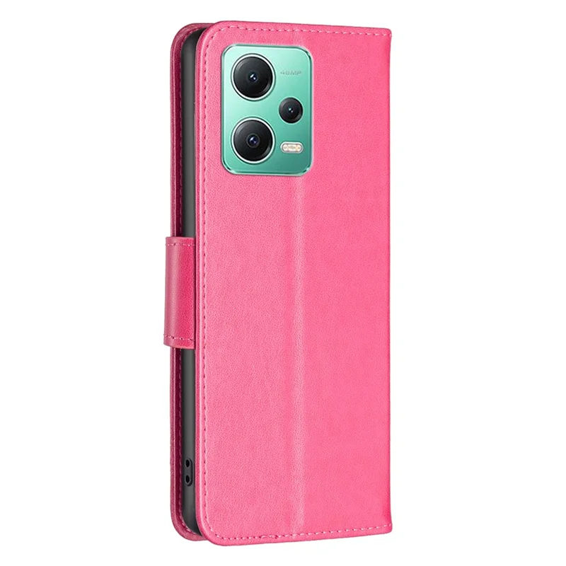 Étui en cuir PU pour Xiaomi Redmi Note 12 5G (Global) / (Inde) / (Chine) / Poco X5 5G Housse de téléphone à rabat avec motif papillon - Rose