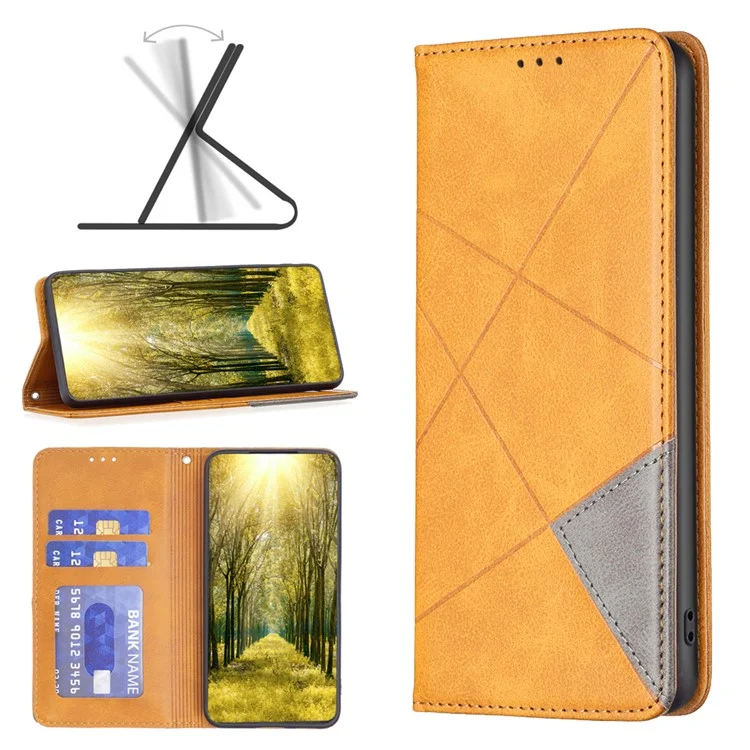 Чехол для телефона для Xiaomi Redmi Note 12 5G (глобальный) / (Индия) / (Китай) / Poco X5 5G с откидным кожаным чехлом и слотами для карт, подставкой для сотового телефона - желтый