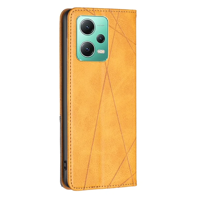 Чехол для телефона для Xiaomi Redmi Note 12 5G (глобальный) / (Индия) / (Китай) / Poco X5 5G с откидным кожаным чехлом и слотами для карт, подставкой для сотового телефона - желтый