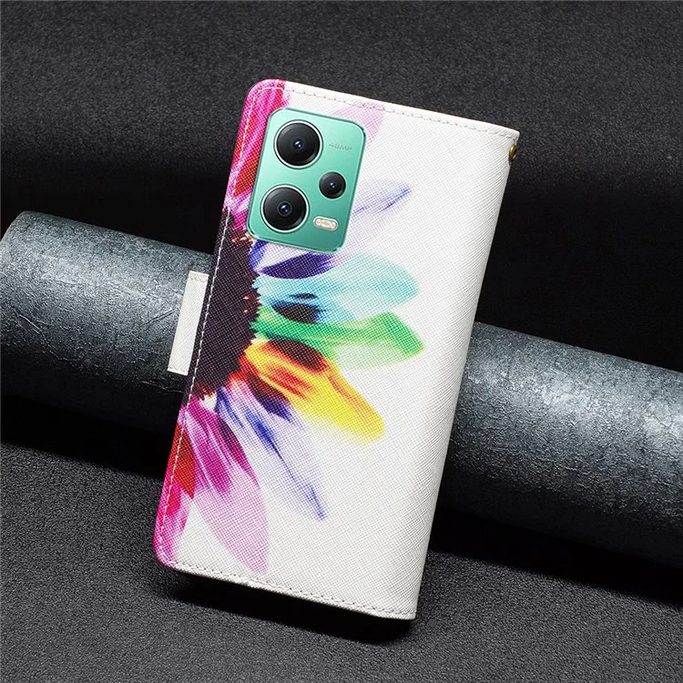 Étui en cuir PU pour Xiaomi Redmi Note 12 5G (Global) / (Inde) / (Chine) / Poco X5 5G, impression de motif à fermeture éclair BF03 Wallet Cover avec support - Tournesol