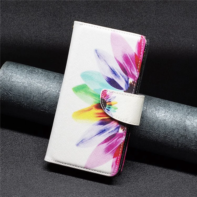 Étui en cuir PU pour Xiaomi Redmi Note 12 5G (Global) / (Inde) / (Chine) / Poco X5 5G, impression de motif à fermeture éclair BF03 Wallet Cover avec support - Tournesol