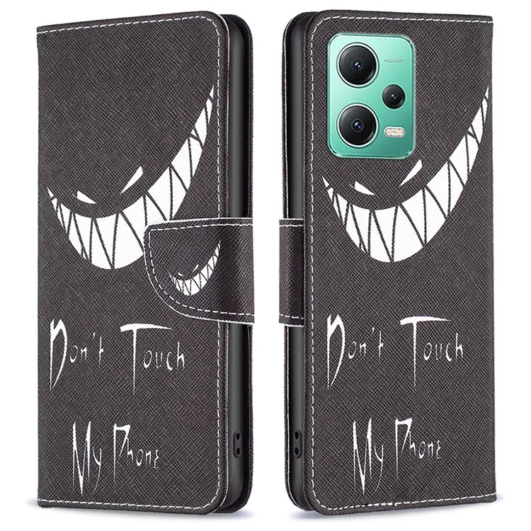 Para Xiaomi Poco X5 5G / Redmi Note 12 5G (Global) / (India) / (China) Funda Protectora de Teléfono con Patrón Impreso, Tapa con Soporte, Billetera de Cuero PU - No Toques Mi Teléfono