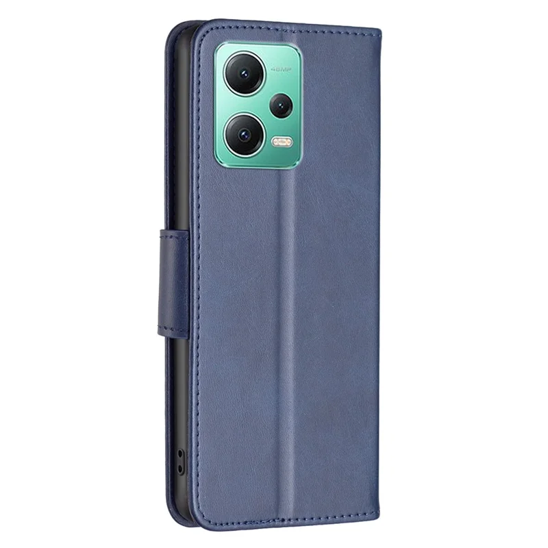 For Xiaomi Poco X5 5G / Redmi Note 12 5G (Global) / (India) / (China) Case Smooth Leather Wallet Stand Mobile Phone Cover with Strap - Blue
