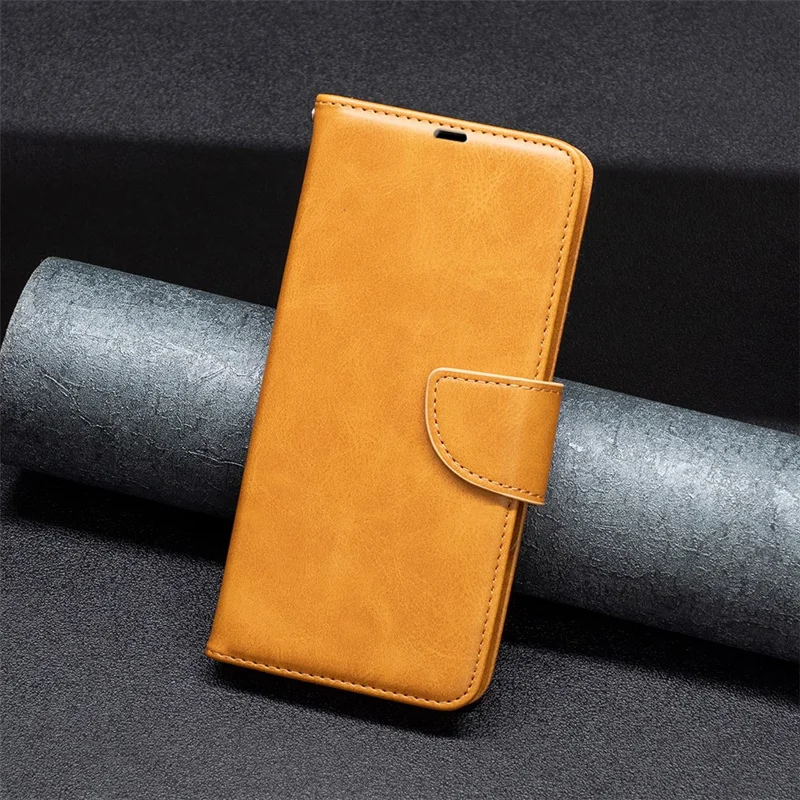 For Xiaomi Poco X5 5G / Redmi Note 12 5G (Global) / (India) / (China) Case Smooth Leather Wallet Stand Mobile Phone Cover with Strap - Yellow