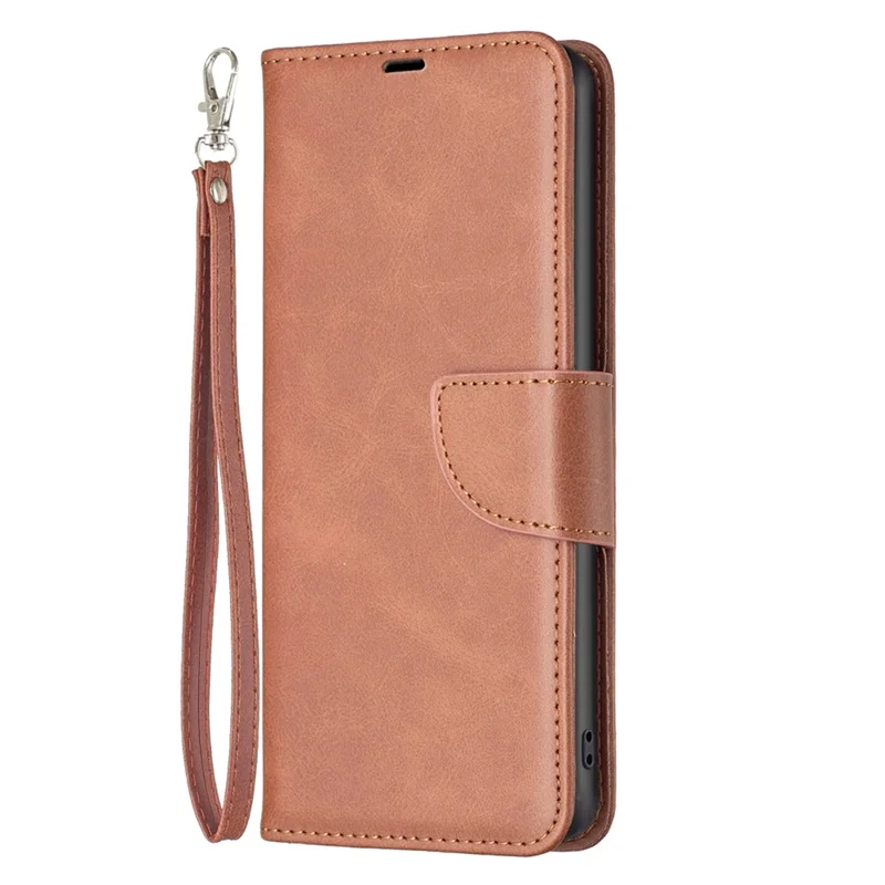For Xiaomi Poco X5 5G / Redmi Note 12 5G (Global) / (India) / (China) Case Smooth Leather Wallet Stand Mobile Phone Cover with Strap - Brown