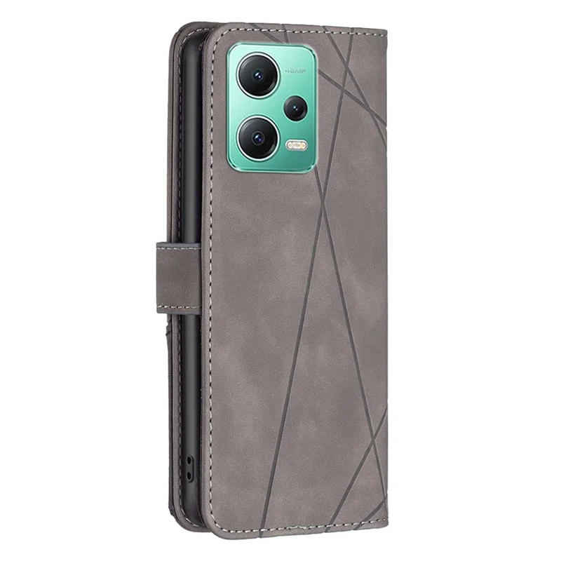 BINFEN COLOR BF Imprinting Pattern Series-2 Style 05 for Xiaomi Poco X5 5G / Redmi Note 12 5G (Global) / (India) / (China) Imprinted Phone Case Stand Flip Leather Wallet Cover - Grey