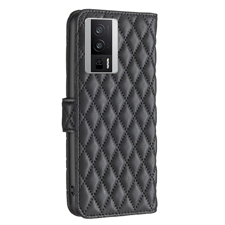BINFEN COLOR Anti-drop Custodia in pelle PU per Xiaomi Poco F5 Pro 5G / Redmi K60 Pro 5G / K60 5G Portafoglio Stand Stile BF-14 Custodia per telefono - Nero