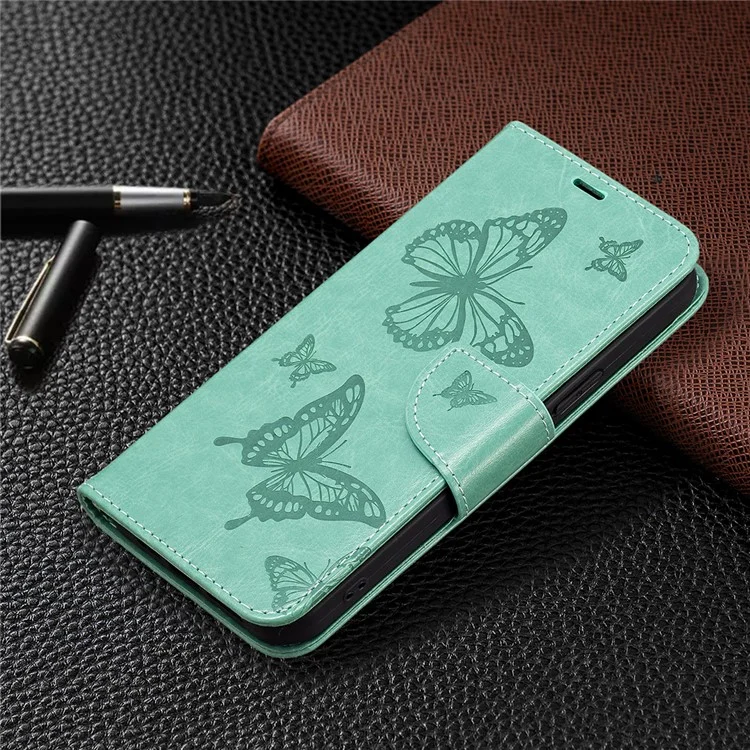 Per Xiaomi Poco F5 Pro 5G / Redmi K60 Pro 5G / K60 5G Butterfly Imprinted PU Leather Phone Case Wallet Stand Cover with Hand Strap - Verde