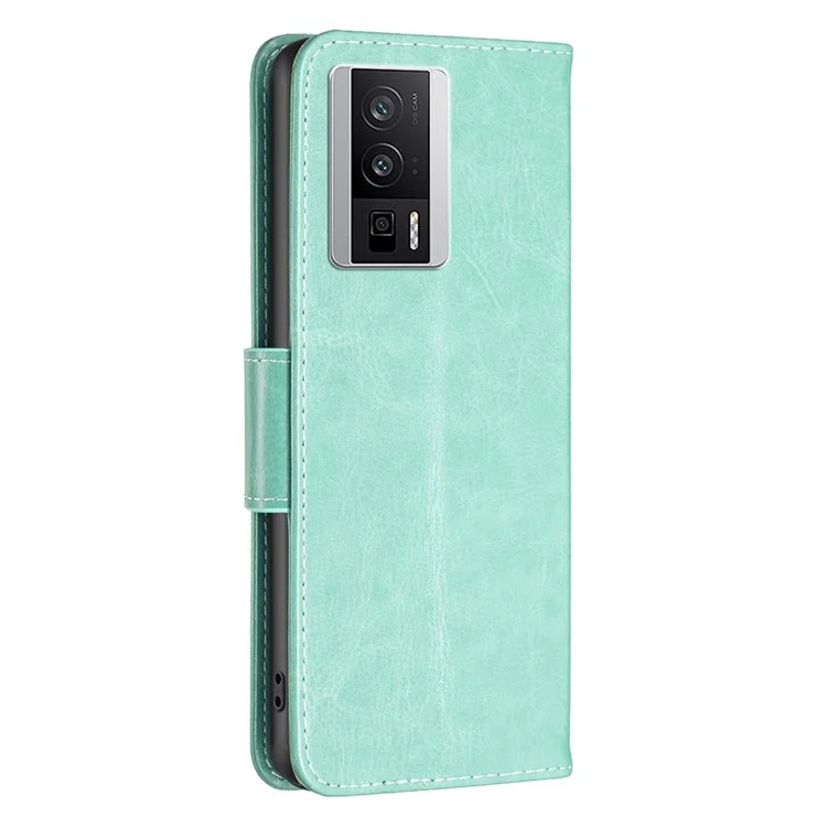 Per Xiaomi Poco F5 Pro 5G / Redmi K60 Pro 5G / K60 5G Butterfly Imprinted PU Leather Phone Case Wallet Stand Cover with Hand Strap - Verde
