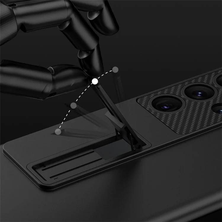 Coque de protection GKK pour Samsung Galaxy S23 Ultra, coque arrière en PC ultra fine avec support, noire