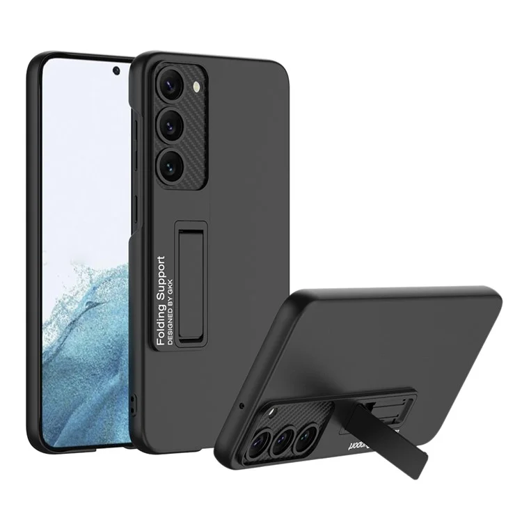 GKK Pour Samsung Galaxy S23 Étui de téléphone Rubberized, Étui de téléphone portable en PC dur ultra fin avec support - Noir