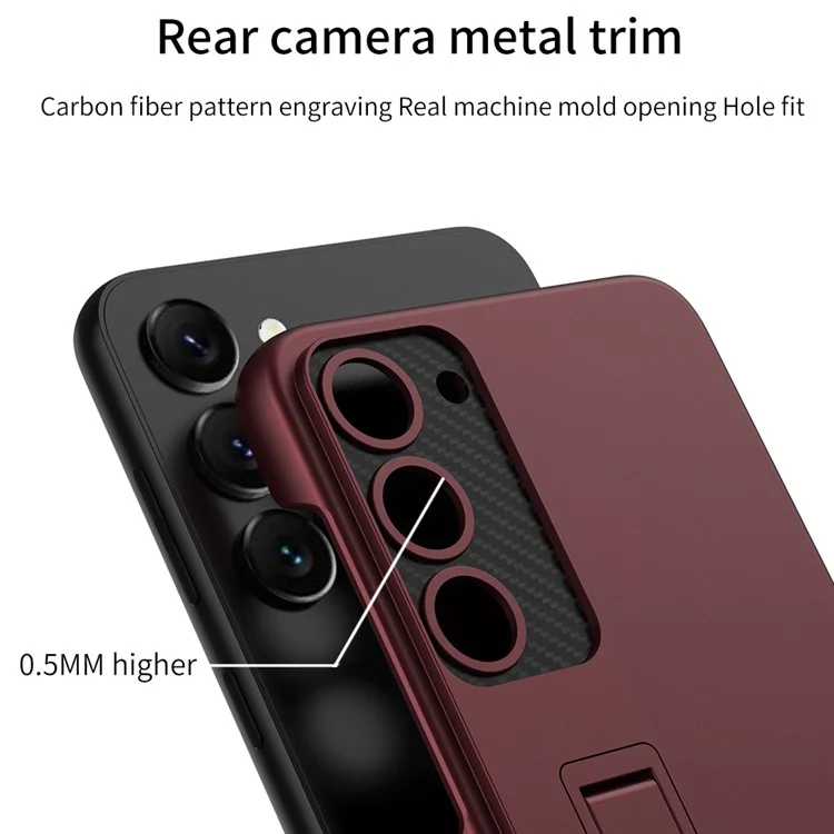 GKK Pour Samsung Galaxy S23 Étui de téléphone Rubberized, Étui de téléphone portable en PC dur ultra fin avec support - Noir