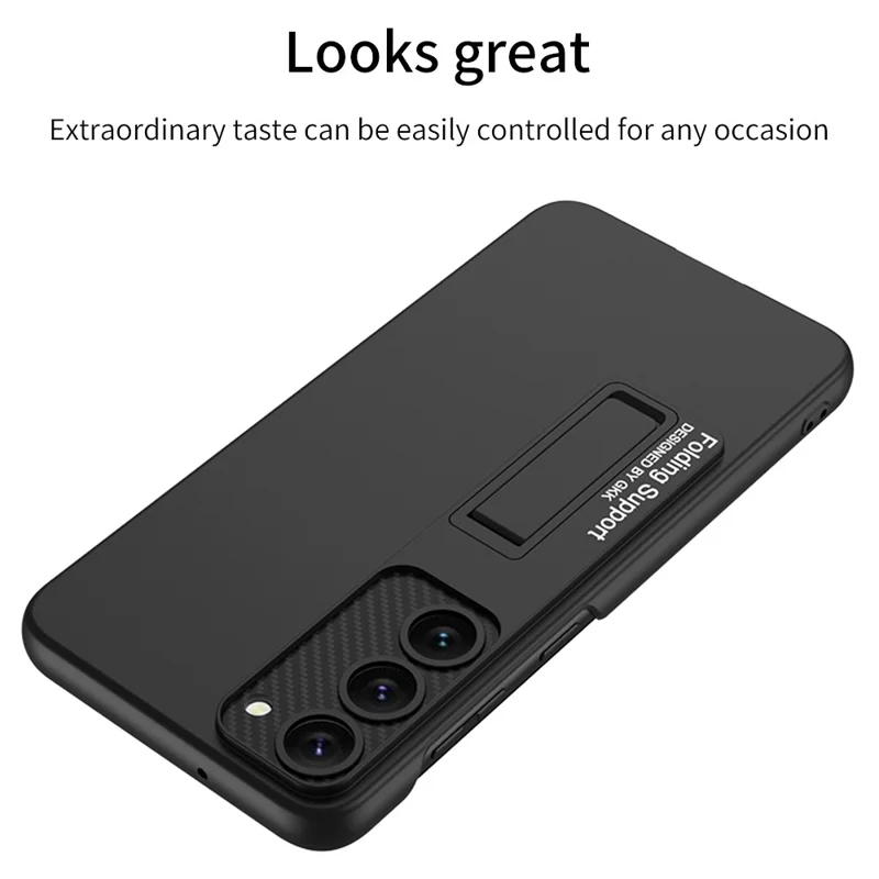 GKK For Samsung Galaxy S23 Rubberized Phone Cover, Ultra Thin Hard PC Back Case with Kickstand - Silver