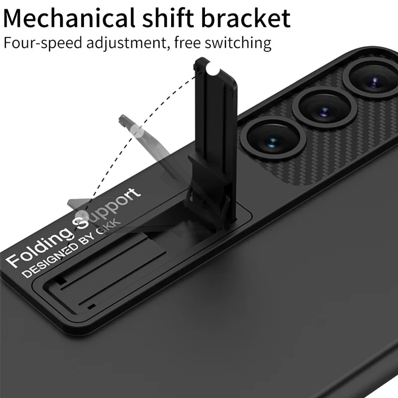 GKK For Samsung Galaxy S23 Rubberized Phone Cover, Ultra Thin Hard PC Back Case with Kickstand - Silver