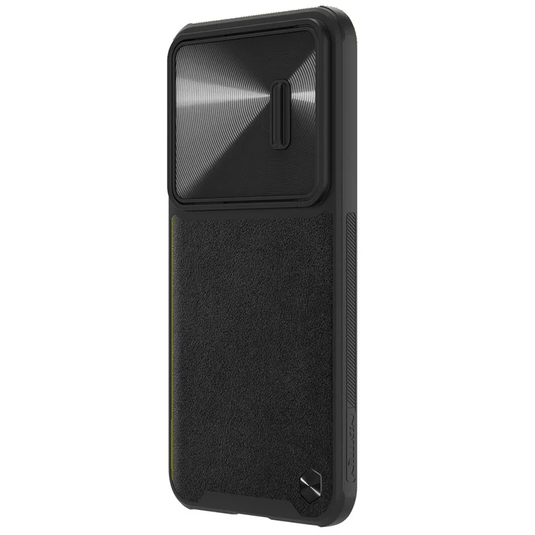 NILLKIN Phone Cover for Samsung Galaxy S23+, Slide Camera Protection PU Leather + PC + TPU Phone Case - Black