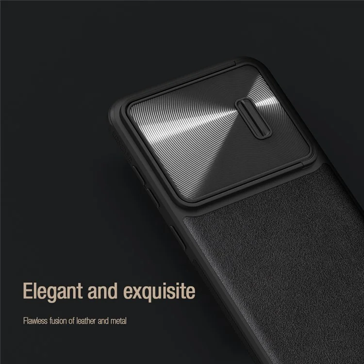 NILLKIN Phone Cover for Samsung Galaxy S23+, Slide Camera Protection PU Leather + PC + TPU Phone Case - Black