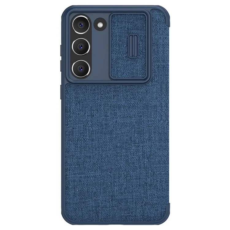 NILLKIN Qin Pro Series Shockproof Phone Case for Samsung Galaxy S23 Slide Lens Protection Phone Cover with Card Slots - Blue